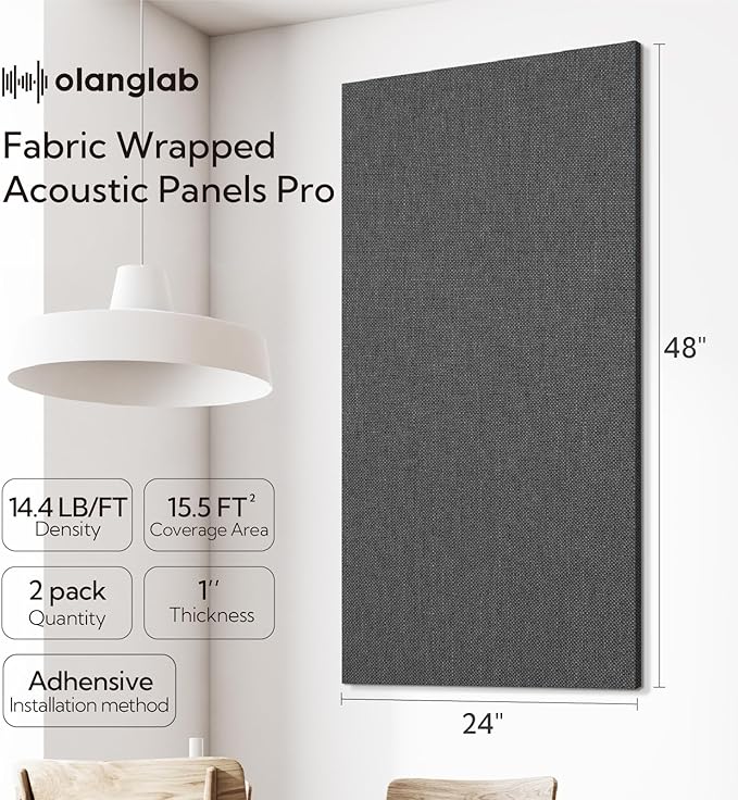 Olanglab Acoustic Panels 2 Pack, Fabric Wrapped Sound Proof Foam Panels - Image 2