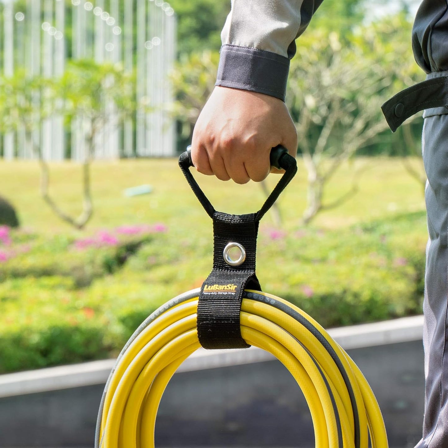 3 Pack 17"Extension Cord Organizer with Grommet Fit Cables | Portable Hook and Loop Storage Straps Fit Extension Cords, Ropes, Garden Water Hoses Carrying and Hanging