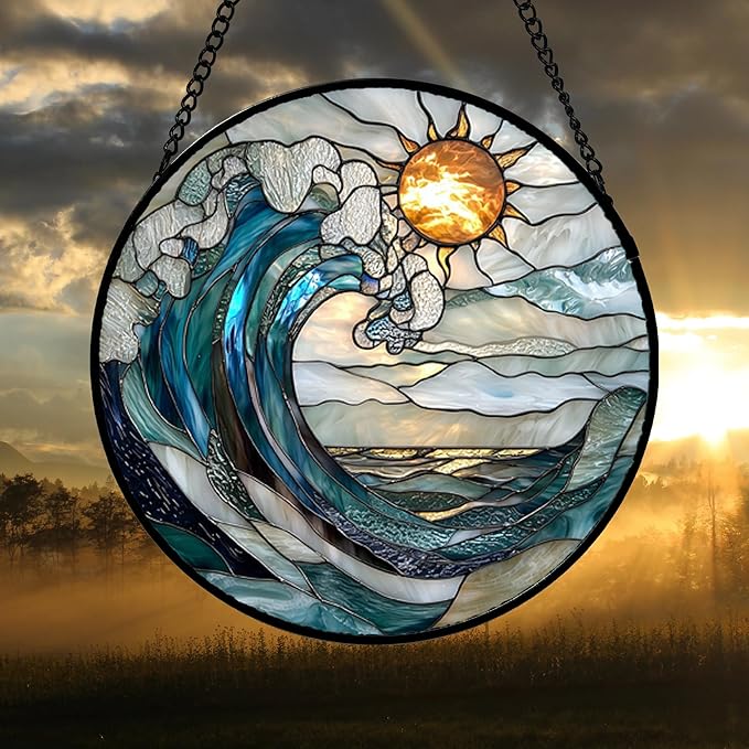 DASTOLL Stained Glass Window Hanging, and Mom 14.9x14.9 in - Image 4