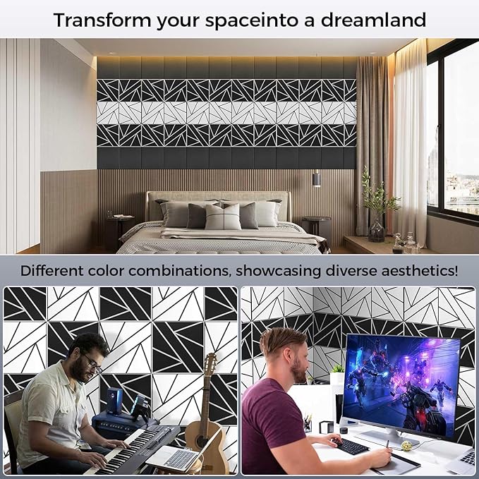 8 Pack 2-Layer Soundproof Wall Panels, 1.2lb/ft* High Density, Thicker 0.43 in - Image 5