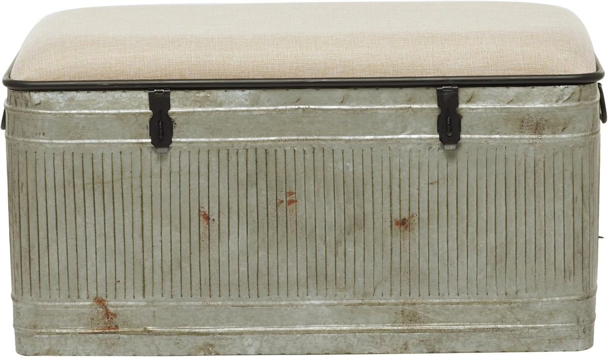 deco 79 metal room storage bench galvanized entryway, main product view