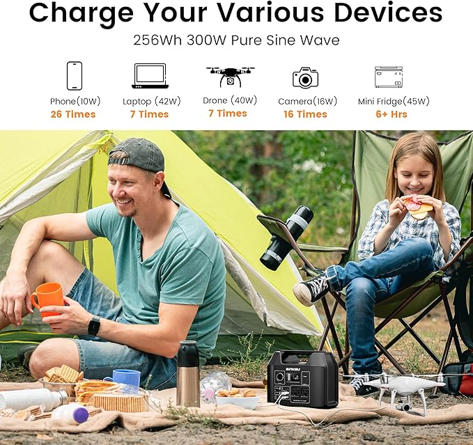 SinKeu Portable Power Station 80000mAh, 256Wh LiFePO4 Battery Backup, 300W AC - Image 5