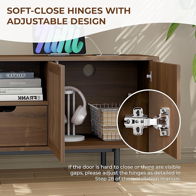 WODNITURE 71inch TV Stand with Storage & 2 Drawers, Mid-Century Modern TV Stand - Image 8