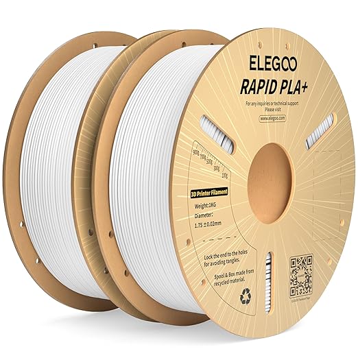 ELEGOO Rapid PLA Plus Filament 1.75mm White 2KG, PLA+ 3D Printer Filament by ELEGOO