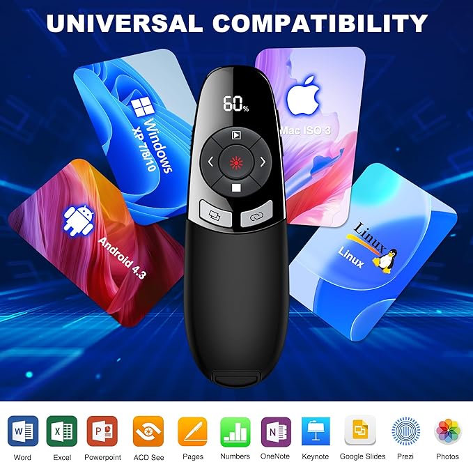 Wireless Presenter USB C Presentation Clicker Remote w Laser Pointer, Long - Image 5