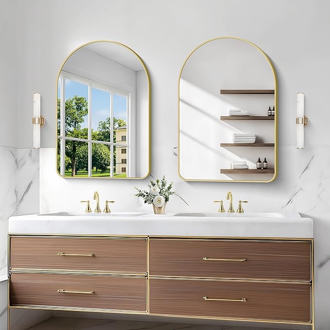Arched Bathroom Mirror, Wall Mounted Mirror, Vanity Wall Mirror Metal Frame - Image 7