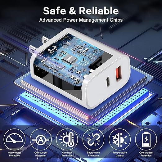 Fast Charger for iPhone, Dual Port A/C Apple iPhone Charger Fast Charging Block - Image 4
