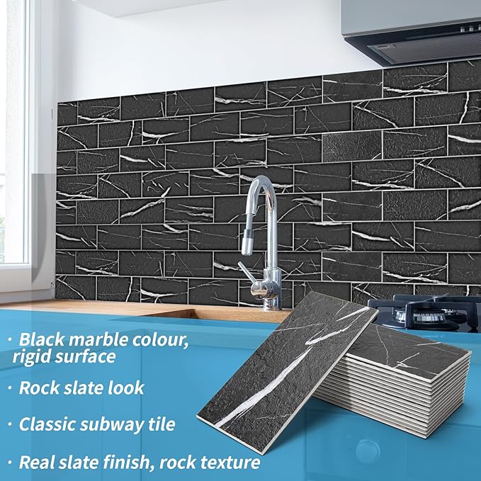 Art3d 102-Piece Faux Stone Peel and Stick Backsplash Tile, Waterproof Thick PVC - Image 2
