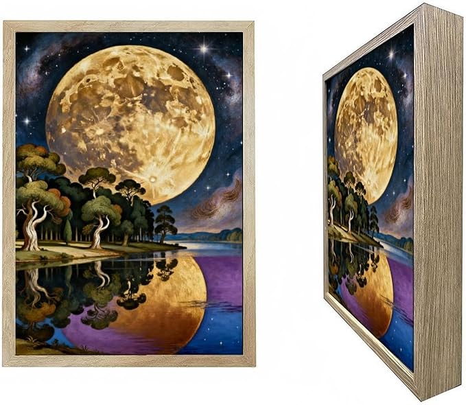 URVIP LED Glowing Photo Frame, 3D Starry-Sky Blue Moon Wall Art, 9x12 Inches by URVIP