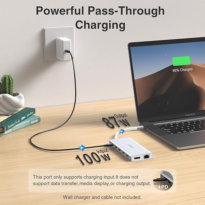 USB C Hub USB-C Docking Station Dual Monitor 14 in 1 Triple Display Multiport - Image 5