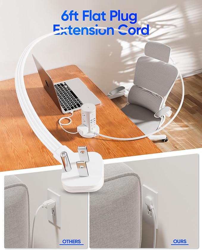Power Strip Tower, kakyanill Surge Protector Tower 9 AC Outlets 8 USB, 6 Ft - Image 7