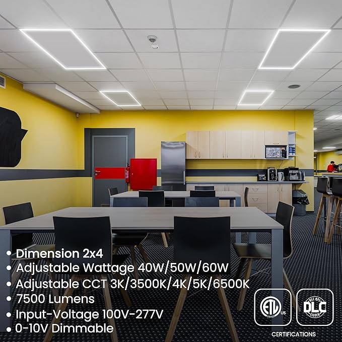 2x4 LED Flat Panel light, Edge-lit Frame Selectable 40W/50W/60W & CCT - Image 5