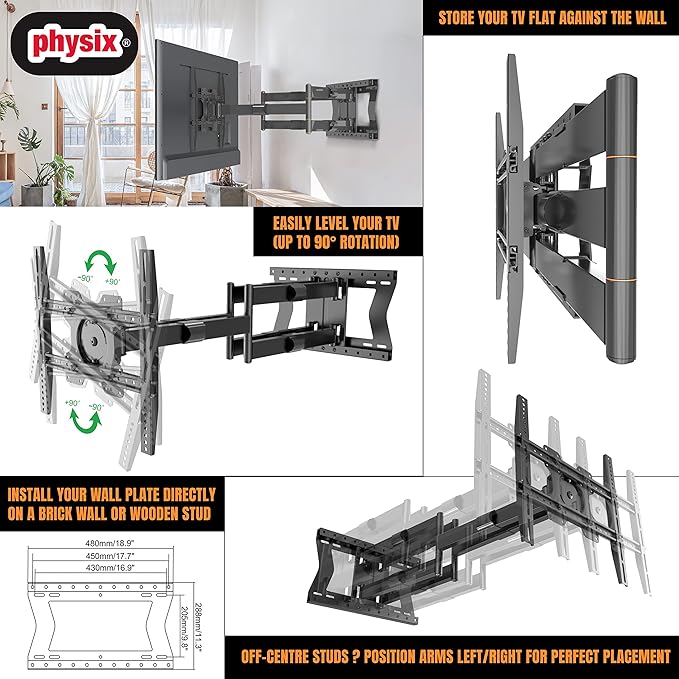 Physix 4100 Long Arm TV Wall Mount - Image 4
