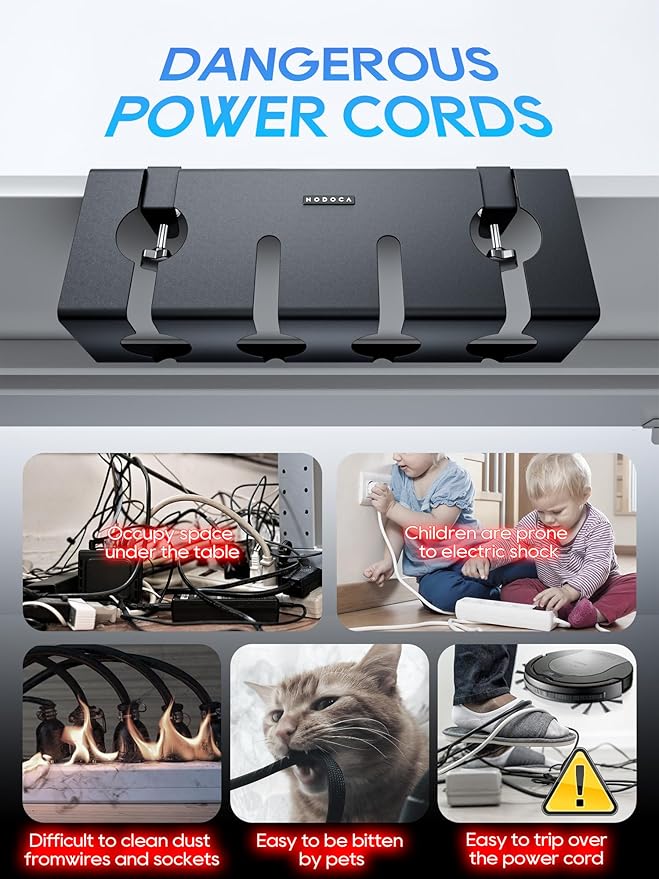 NODOCA No Drill Under Desk Cable Management Tray, Punch-Free Clamp on, Metal - Image 2