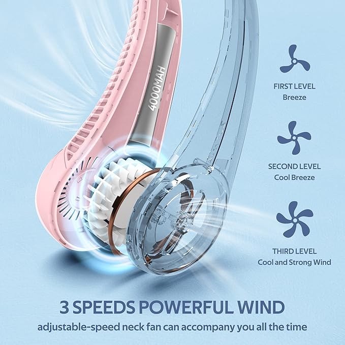 Portable Neck Fan, Hands Free Bladeless Fan, 360° Cooling Personal Fan - Image 3