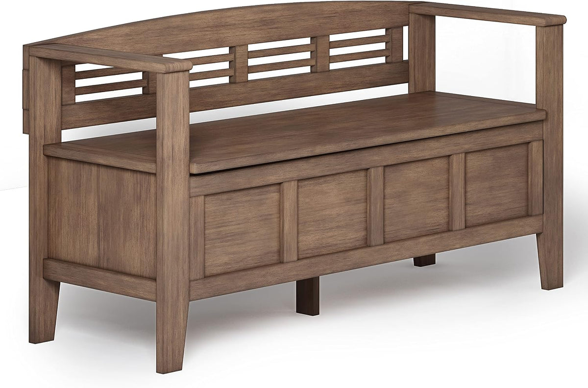 simplihome adams 48" wide solid wood storage bench, main product view
