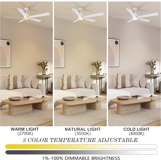 SMAAIR Smart Ceiling Fan with Light, 60inch Indoor and Outdoor ceiling fan with - Image 2
