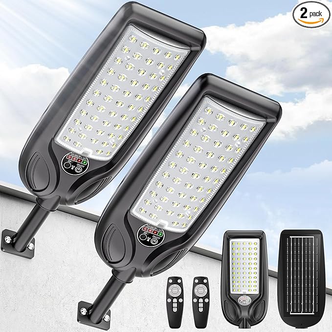 Solar Street Lights Outdoor Waterproof, 30000LM Dusk to Dawn Solar Lights by LAMPTEC