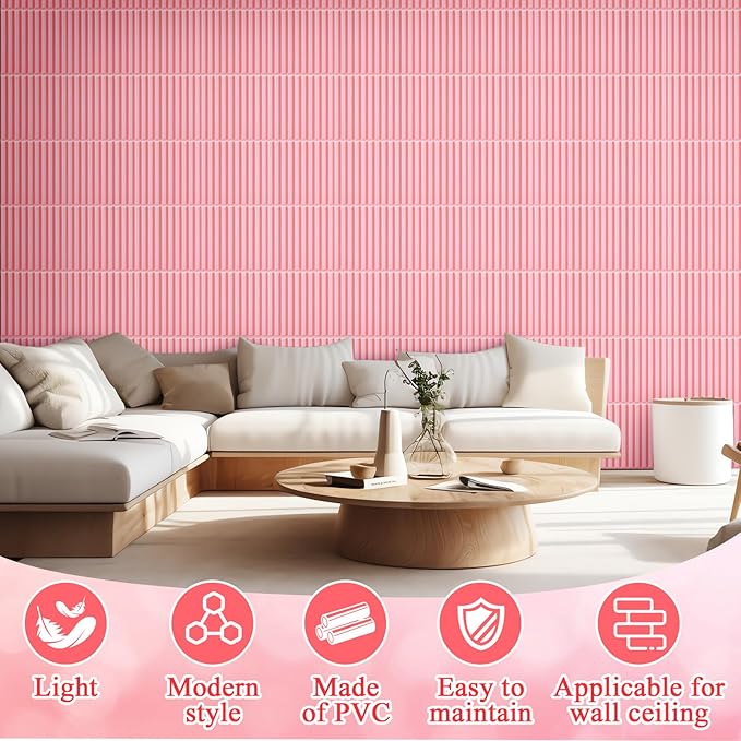 Nuanchu 32 Pcs 3D Slat Wall Panels 12 x 12 Inch PVC Fluted Textured Panel - Image 5