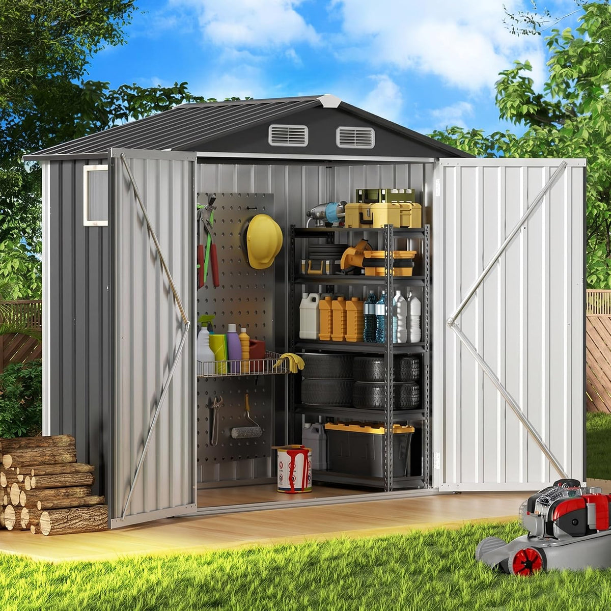 5.6 x 3.2 ft outdoor metal storage shed, main product view