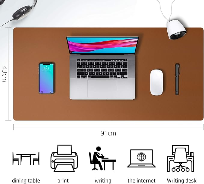 Aothia Leather Desk Pad Protector, Mouse Pad, Office Desk Mat, Non-Slip PU - Image 4