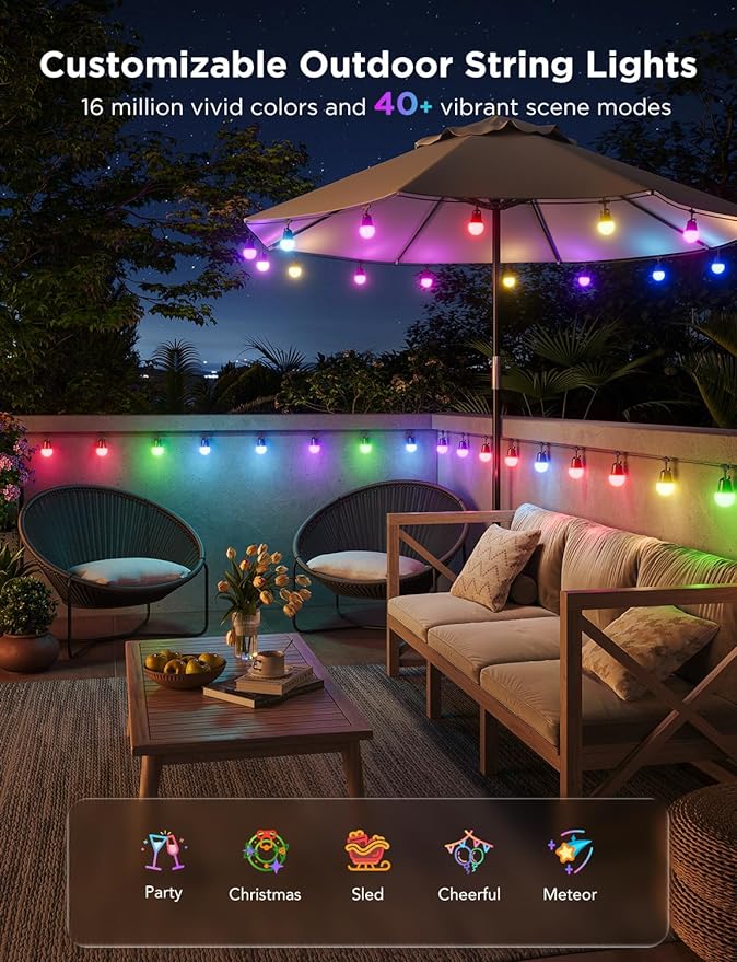 Govee Smart Outdoor String Lights 2, 96ft RGBIC Outdoor Lights - Image 3