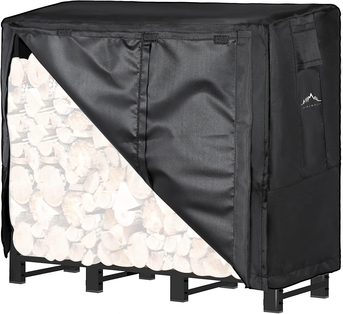 himal 4ft firewood rack cover outdoor waterproof, black, main product view