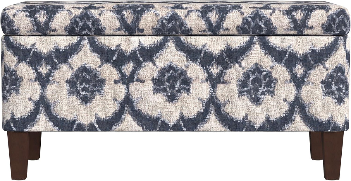 homepop 36" decorative storage bench - blue medallion, main product view