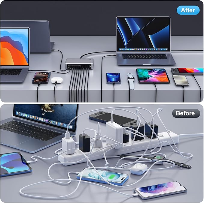 730W USB C Charger Block, 10-Ports GaN V Fast Charging Station Hub, QC4.0+3 PD - Image 4