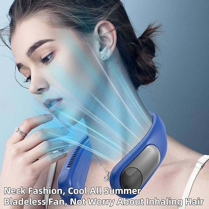 Portable Neck Fan, Personal Wearable Bladeless Fan, LED Display, 6000mAh USB - Image 5