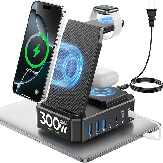 300W Charging Station for Multiple Devices Apple, 10 in 1 Wireless Charger for by Zutspzss