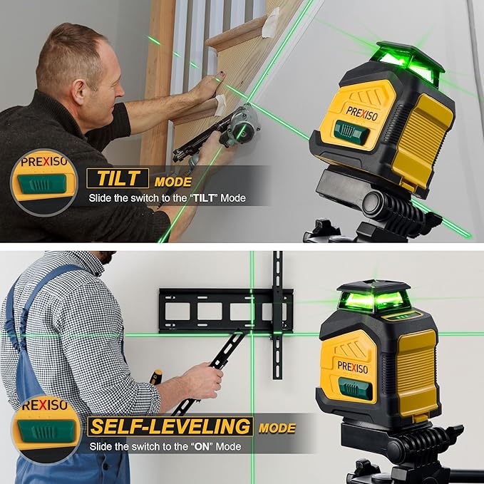 PREXISO 360° Laser Level with Tripod, 100Ft Dual Power Self Leveling Cross Line - Image 5
