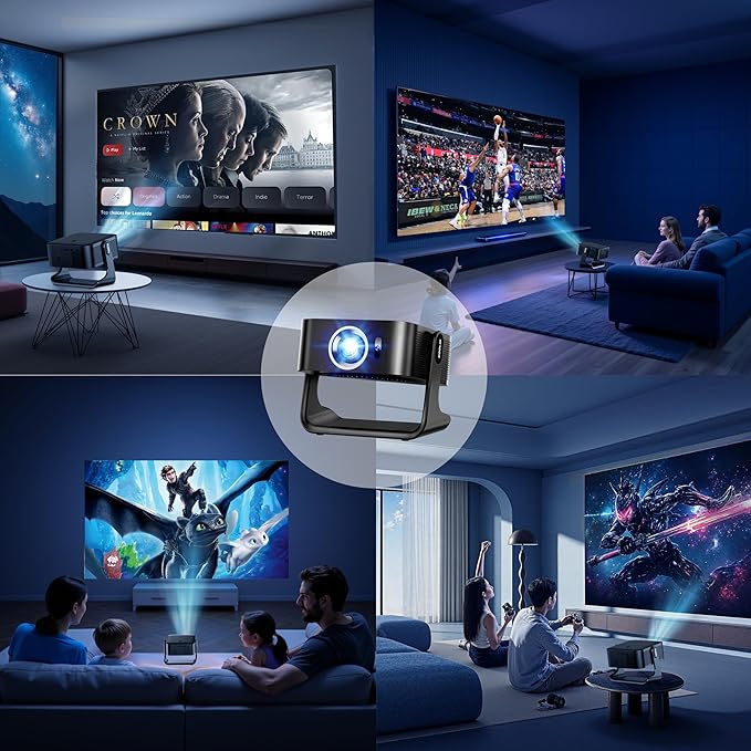 1080P HD Mini Projector Dual Band WiFi6 5G and BT 5.4 Auto Focus & Obstacle - Image 9