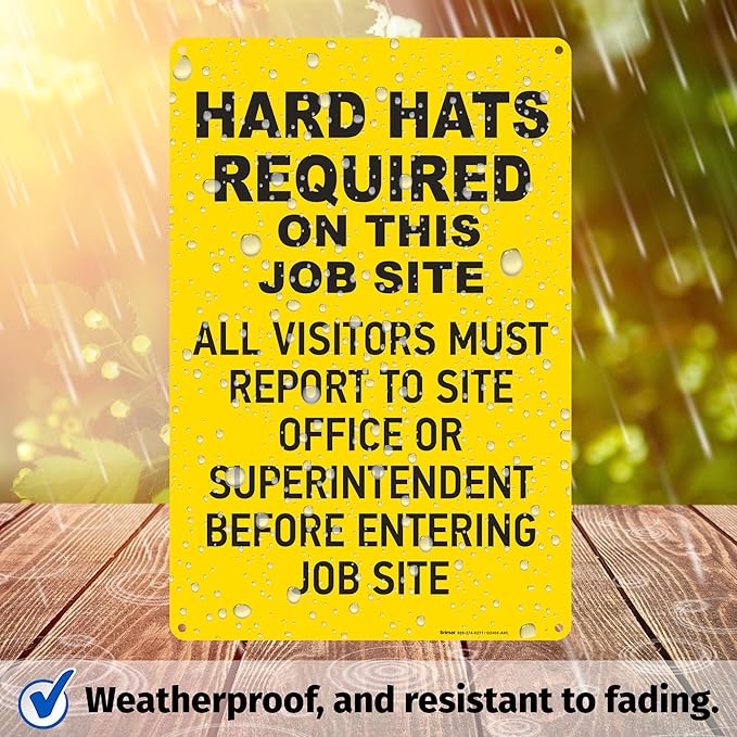Brimar - 12" x 18" - Hard Hats Required on Job Site Sign - .063″ White - Image 5
