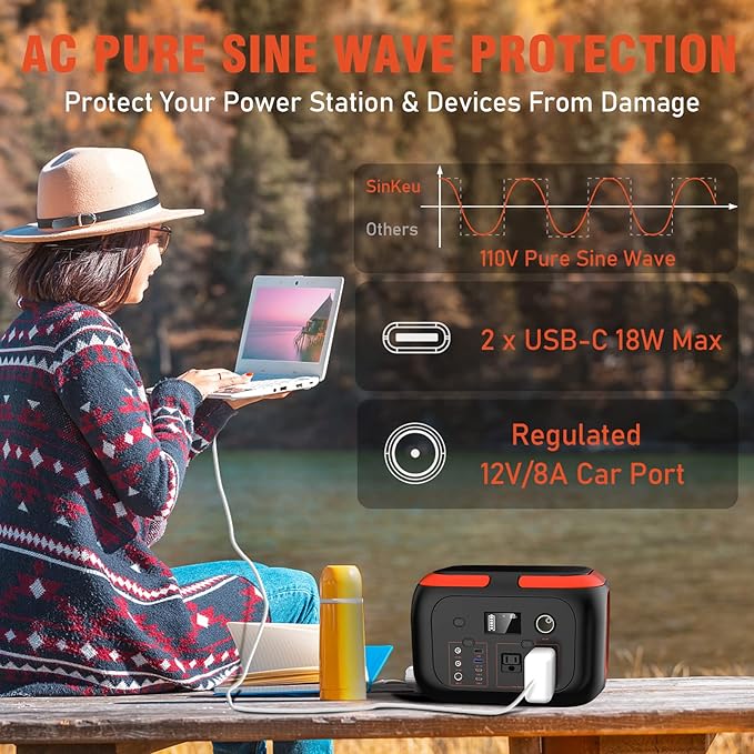 SinKeu Portable Power Station 600W, 296Wh/80000mAh Backup Lithium Battery Pack - Image 5