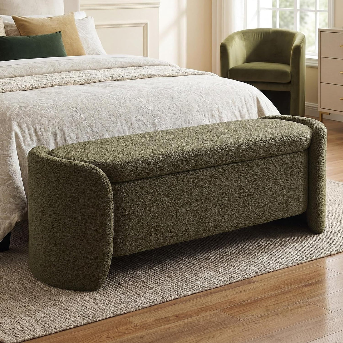 lukealon 50 inch storage ottoman bench, christmas tree, main product view