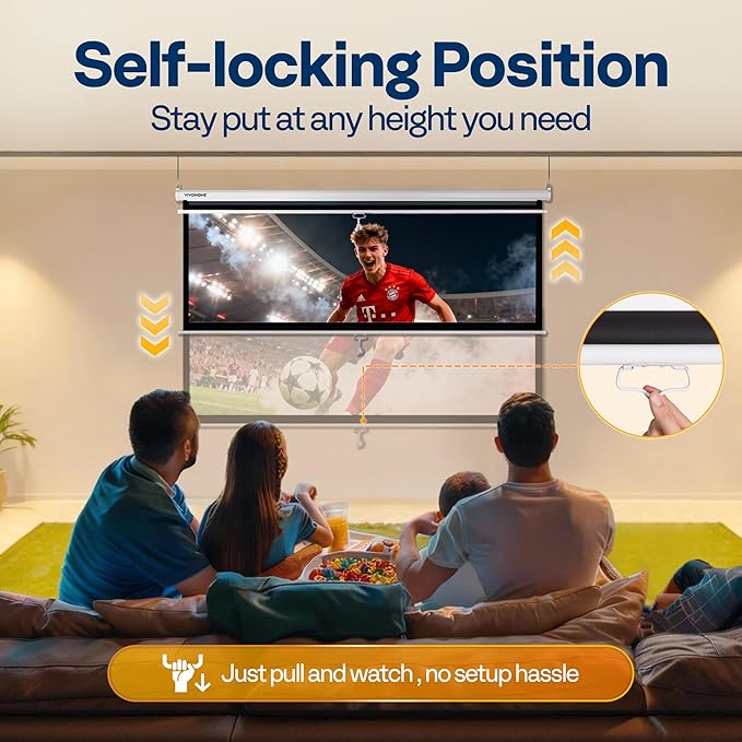 VIVOHOME 80 Inch 16:9 Pull Down Projector Screen, HD 4K Retractable Movie Screen - Image 3
