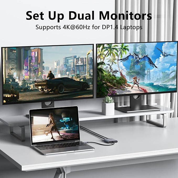 USB-C to Dual 4K DisplayPort Splitter Adapter, USB Type C to Displayport Dual - Image 4