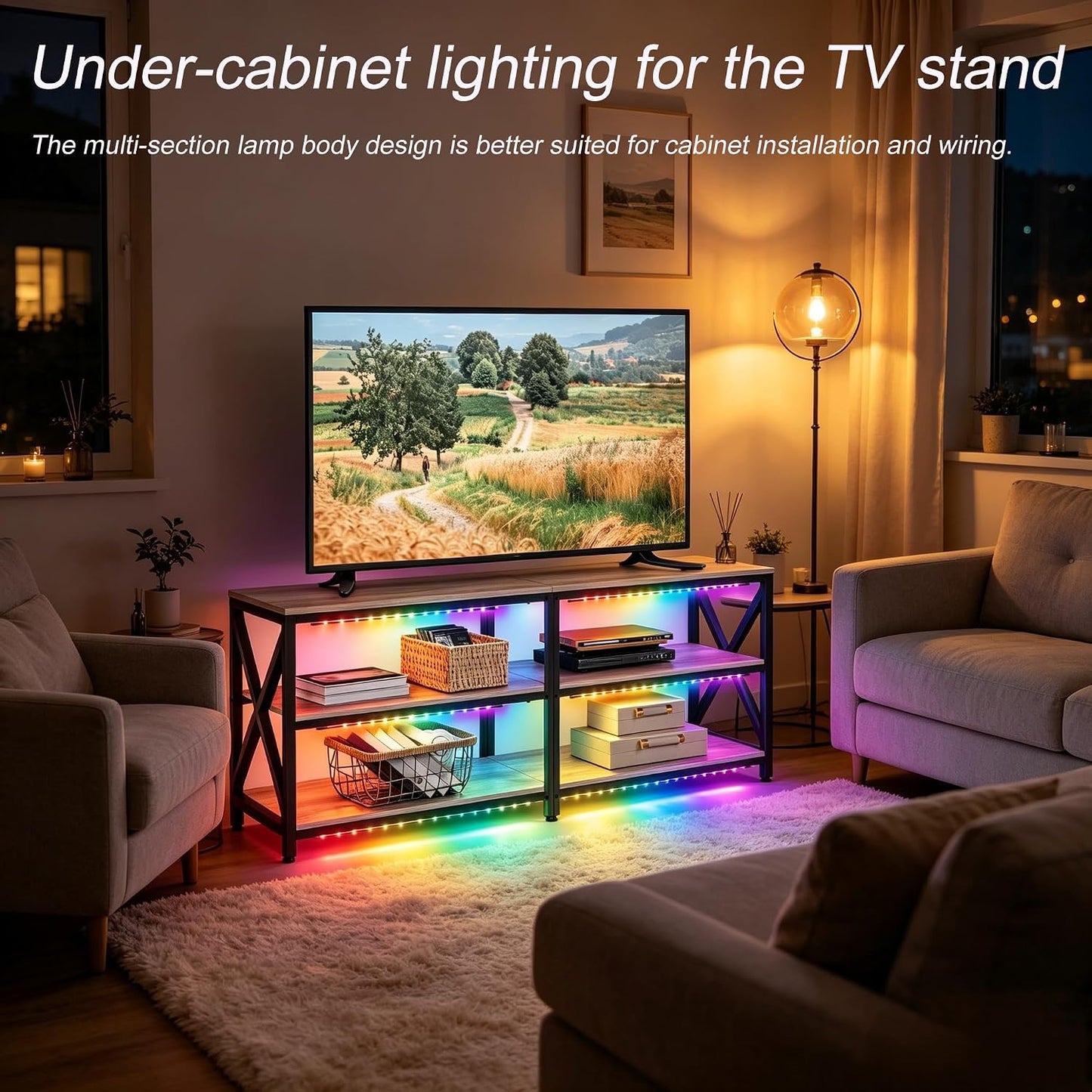 LED Strip Lights 6 Pre-Cut Led Light Strip with Remote & APP Dimmable,RGB Color Changing led Lights Strip for tv Backlight, Bookshelf Ligh, Bedroom, Display,Shelf,Cabinets(Multicolor, 6 Strip)