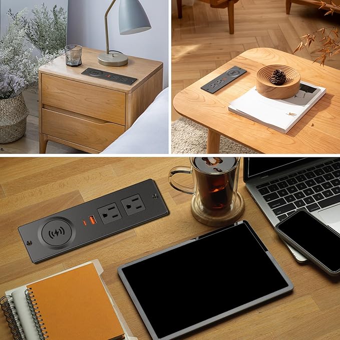Recessed Power Strip with 15W Wireless Charger, Haiaoyyds Flush Mount Power - Image 7