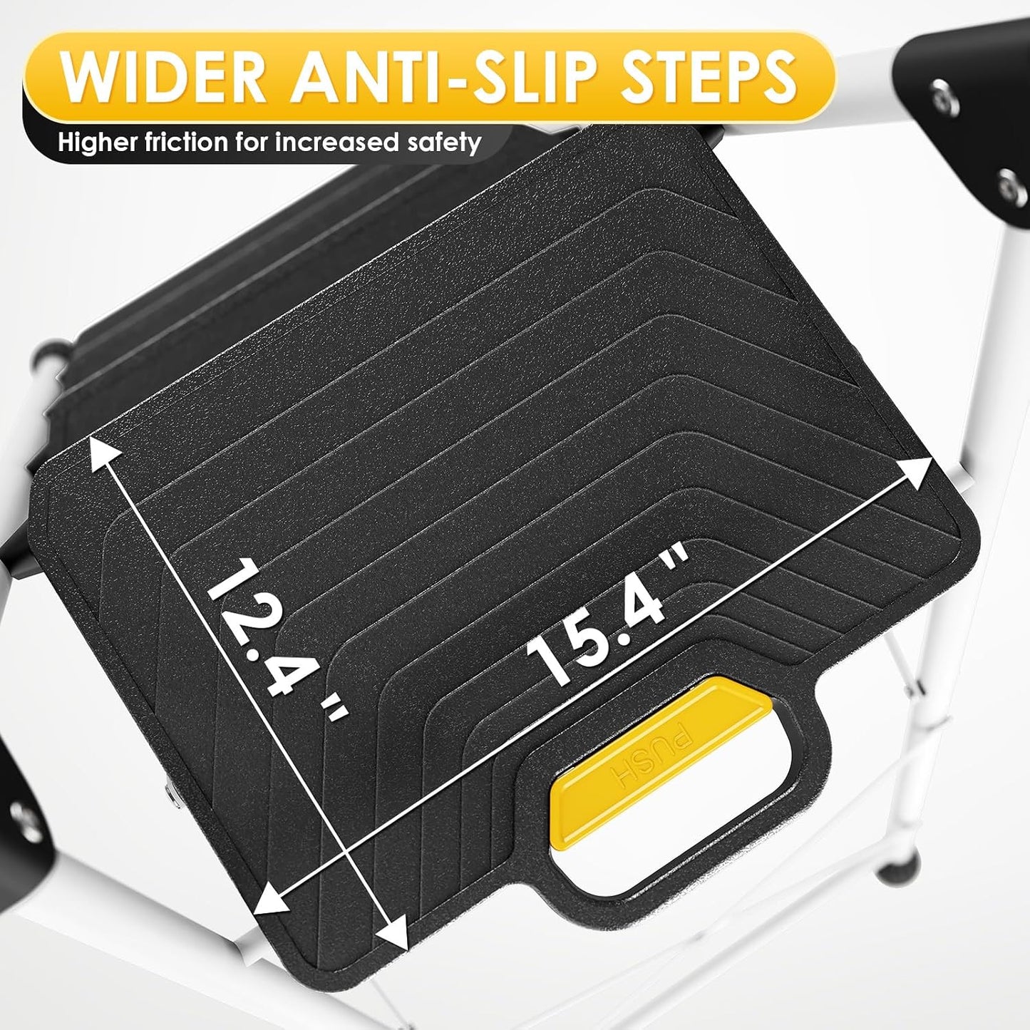 TOOLF 5 Step Ladder with Anti-Slip Wide Pedals, Handrail, Safe-Lock Design | Sturdy Steel Step Stool, Folding Portable Ladder for Multi-Purpose, Home, Kitchen, Pass 800lbs Load Testing, White