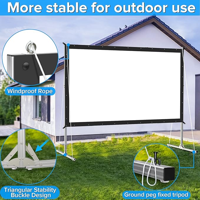 JWSIT Projector Screen and Stand, 80 inch Outdoor Movie Screen-Upgraded 3 - Image 4