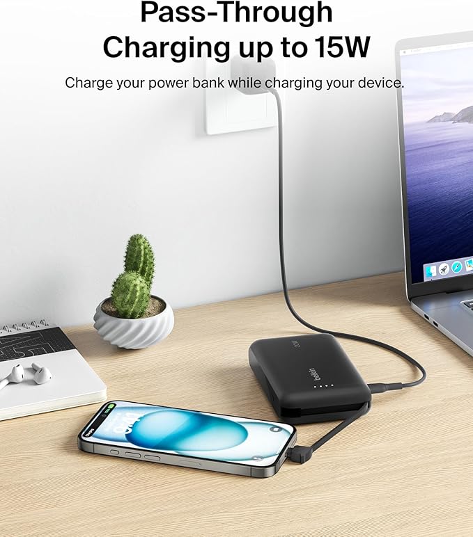 Belkin Portable Charger, Power Bank 10000 mAh w/Integrated Cable - 20W Fast - Image 11
