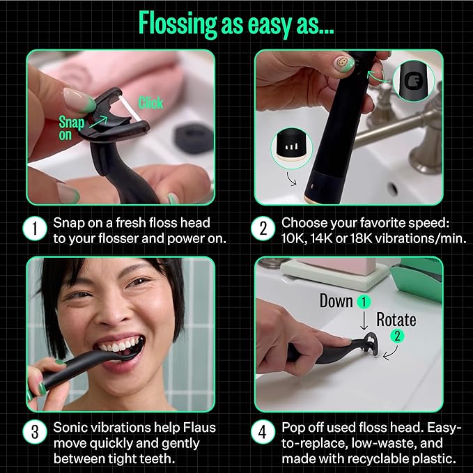 FLAUS Electric Flosser 3 Speeds + 45 Refill Heads Water Flosser Alternative - Image 6