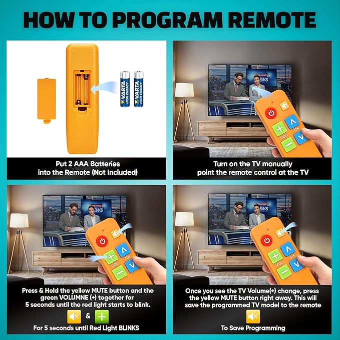 EZclicker TV Remote for Seniors, Extra Simple Big Button Remote Works - Image 6