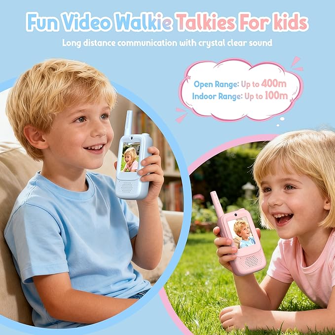 Rush Deer Video Walkie Talkies for Kids, 2 Pack Rechargeable Video Intercom - Image 2