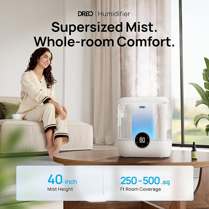 DREO 6L Top Fill Humidifiers for Bedroom, 60H Runtime 28 dB Quiet Supersized - Image 2