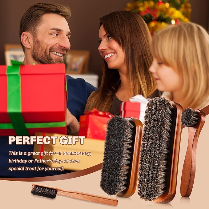 4 Pcs Horsehair Shine Shoes Brush Kit Polish Dauber Applicators Cleaning - Image 7