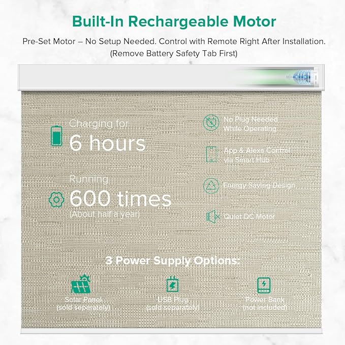 Kilonity Motorized Roller Shades, Light Filtering Remote Control Custom Window - Image 3