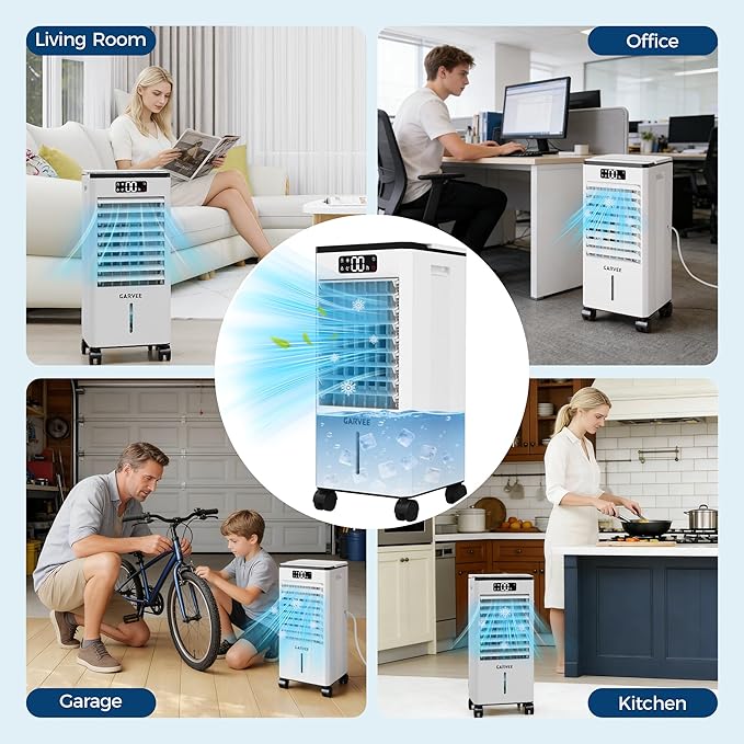 Portable Evaporative Air Cooler, 1.84Gal Touch Screen Cooler Fan - Image 8